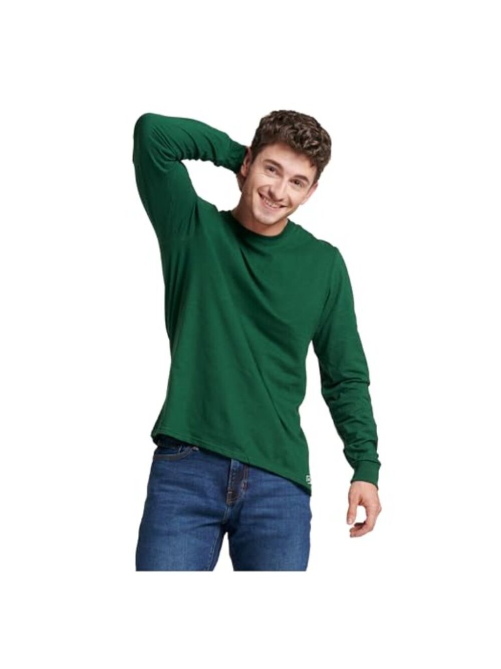 Russell Athletic Men's Long Sleeve Cotton T-Shirt Dri-Power Moisture Wicking Tee